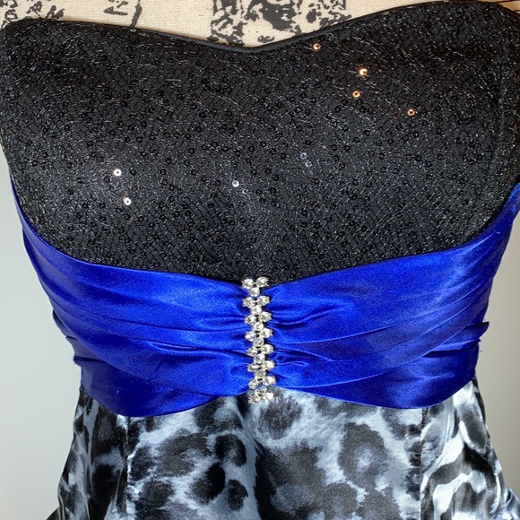 Deb Strapless Homecoming Cocktail Dress Animal print Satin, Sequined - Picture 5 of 14